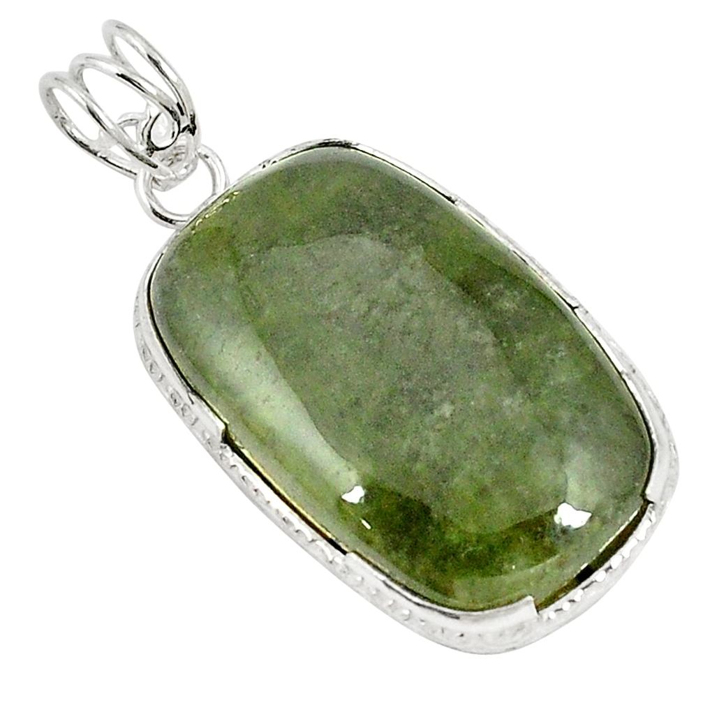 Natural green vasonite 925 sterling silver pendant jewelry d21058