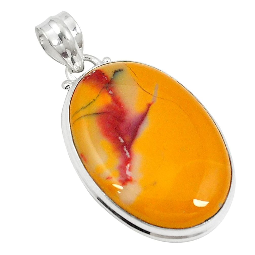 Natural yellow mookaite 925 sterling silver pendant jewelry d21067