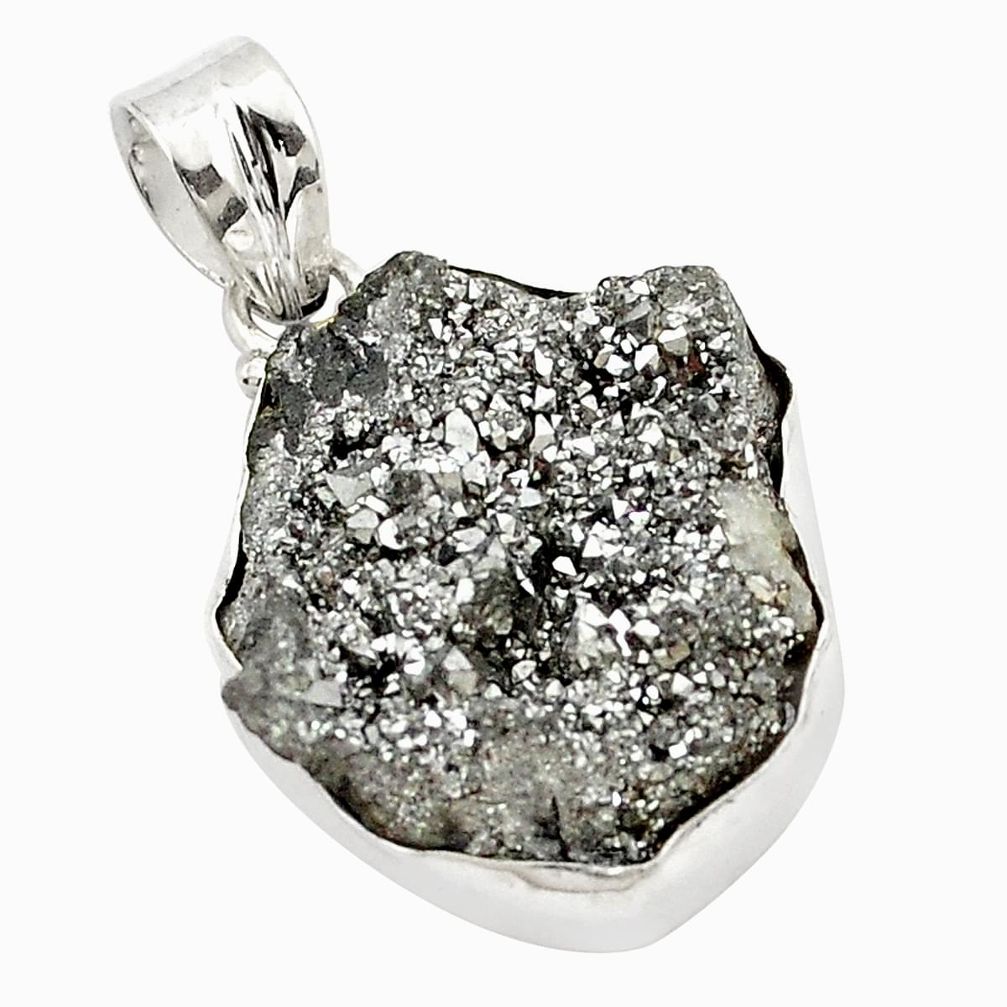 925 sterling silver platinum druzy fancy shape pendant jewelry d21104