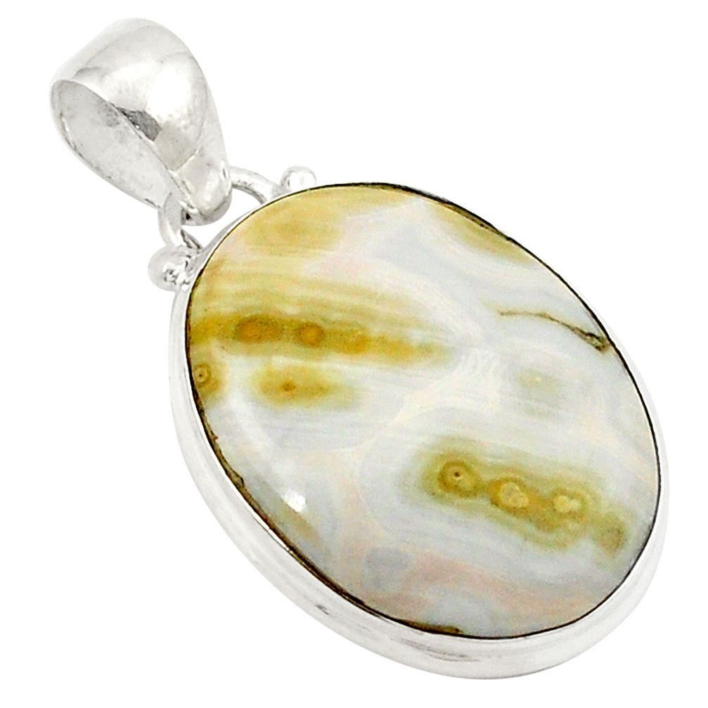 925 silver natural yellow ocean sea jasper (madagascar) pendant jewelry d21108