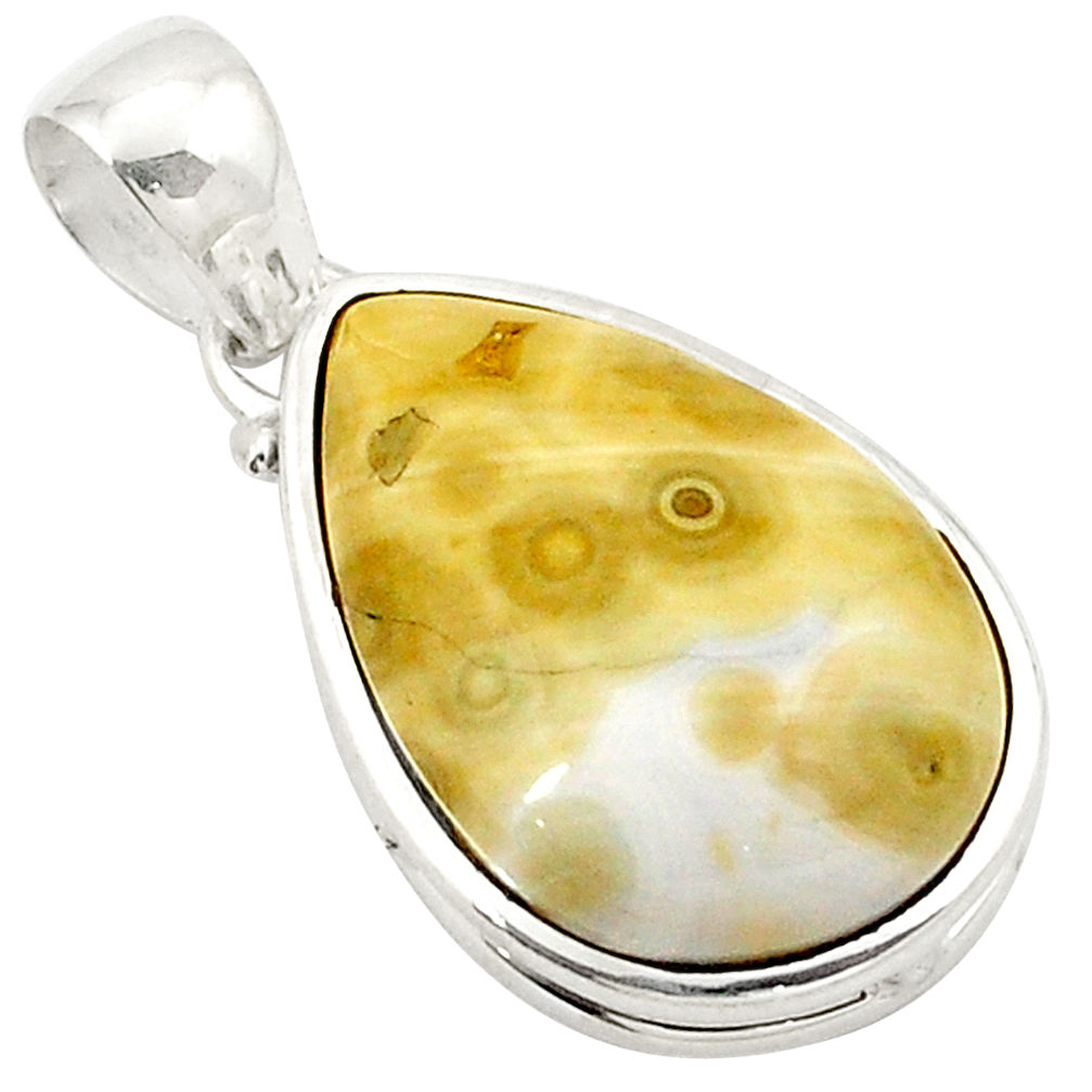 Natural yellow ocean sea jasper (madagascar) 925 silver pendant jewelry d21110