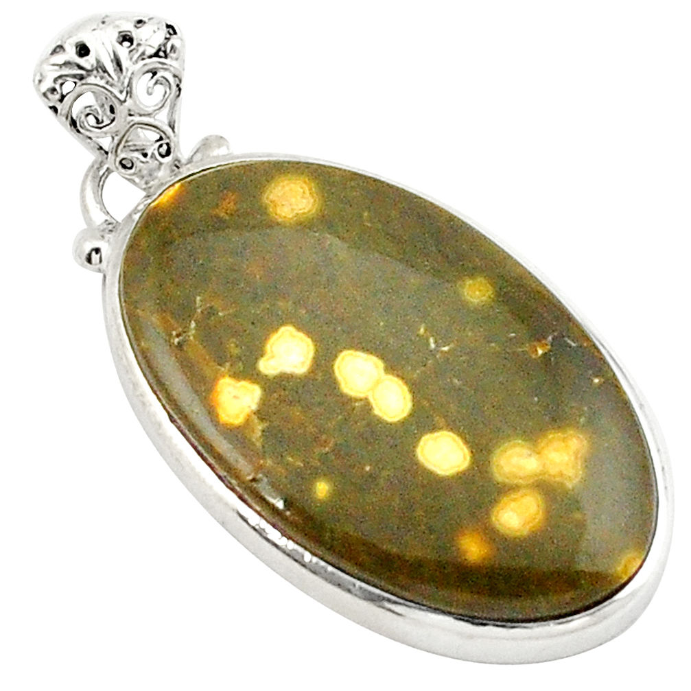 925 silver natural multi color ocean sea jasper (madagascar) pendant d21115