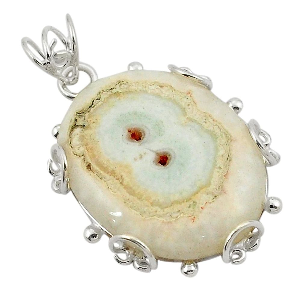 Natural white solar eye 925 sterling silver pendant jewelry d21121