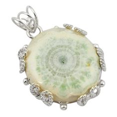 Natural white solar eye 925 sterling silver pendant jewelry d21123