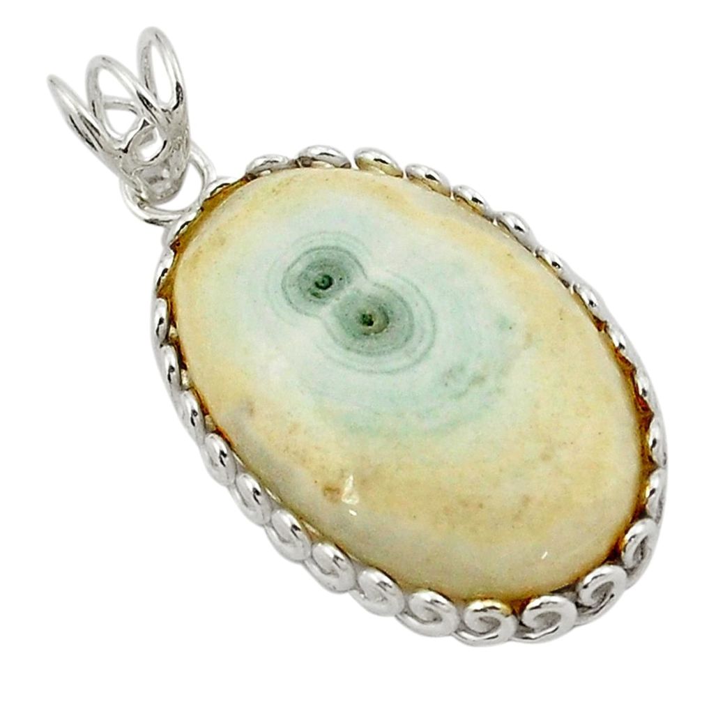 Natural white solar eye 925 sterling silver pendant jewelry d21130