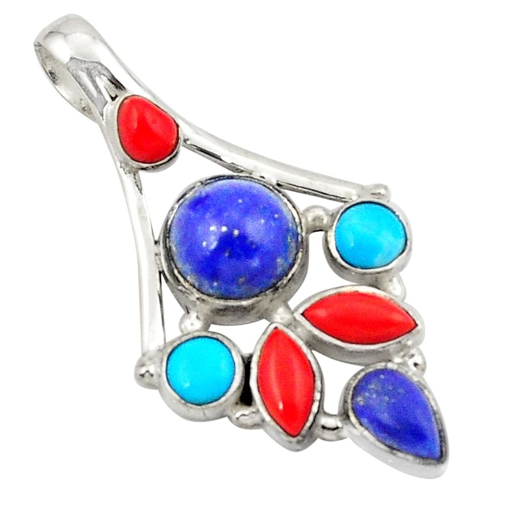 is lazuli red coral 925 sterling silver pendant jewelry d21166