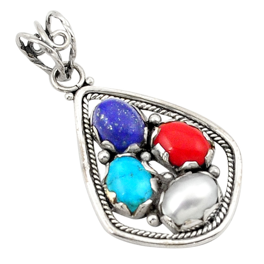 is lazuli coral pearl 925 silver pendant jewelry d21168