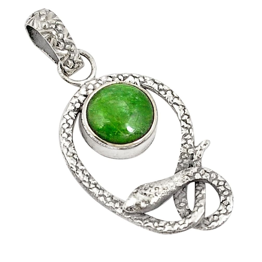 l green chrome diopside 925 silver two tone snake pendant d21227