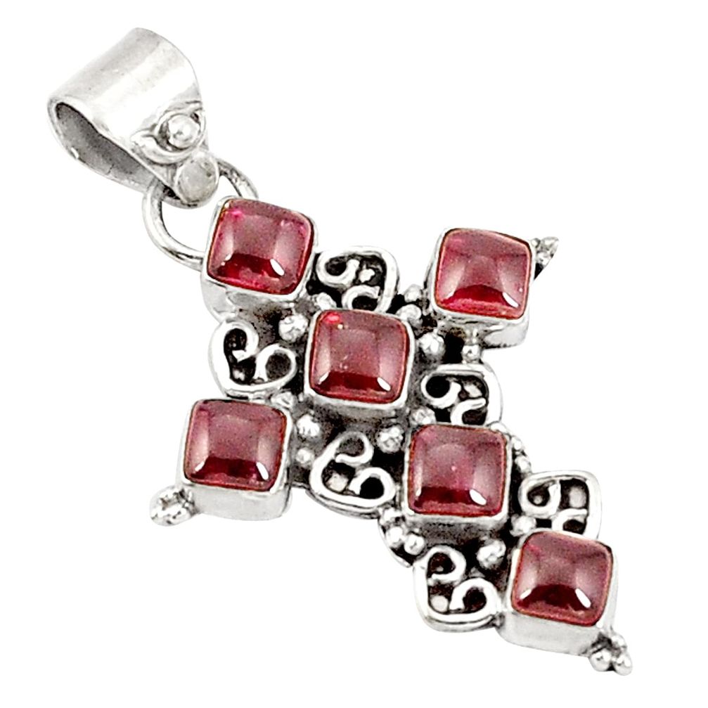Natural red garnet 925 sterling silver holy cross pendant jewelry d21262
