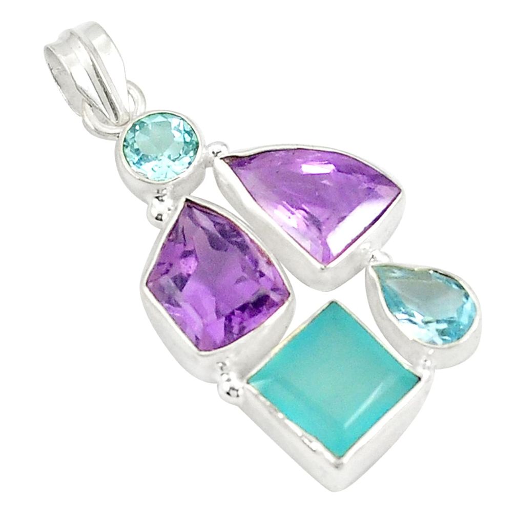 lcedony amethyst 925 sterling silver pendant d21288