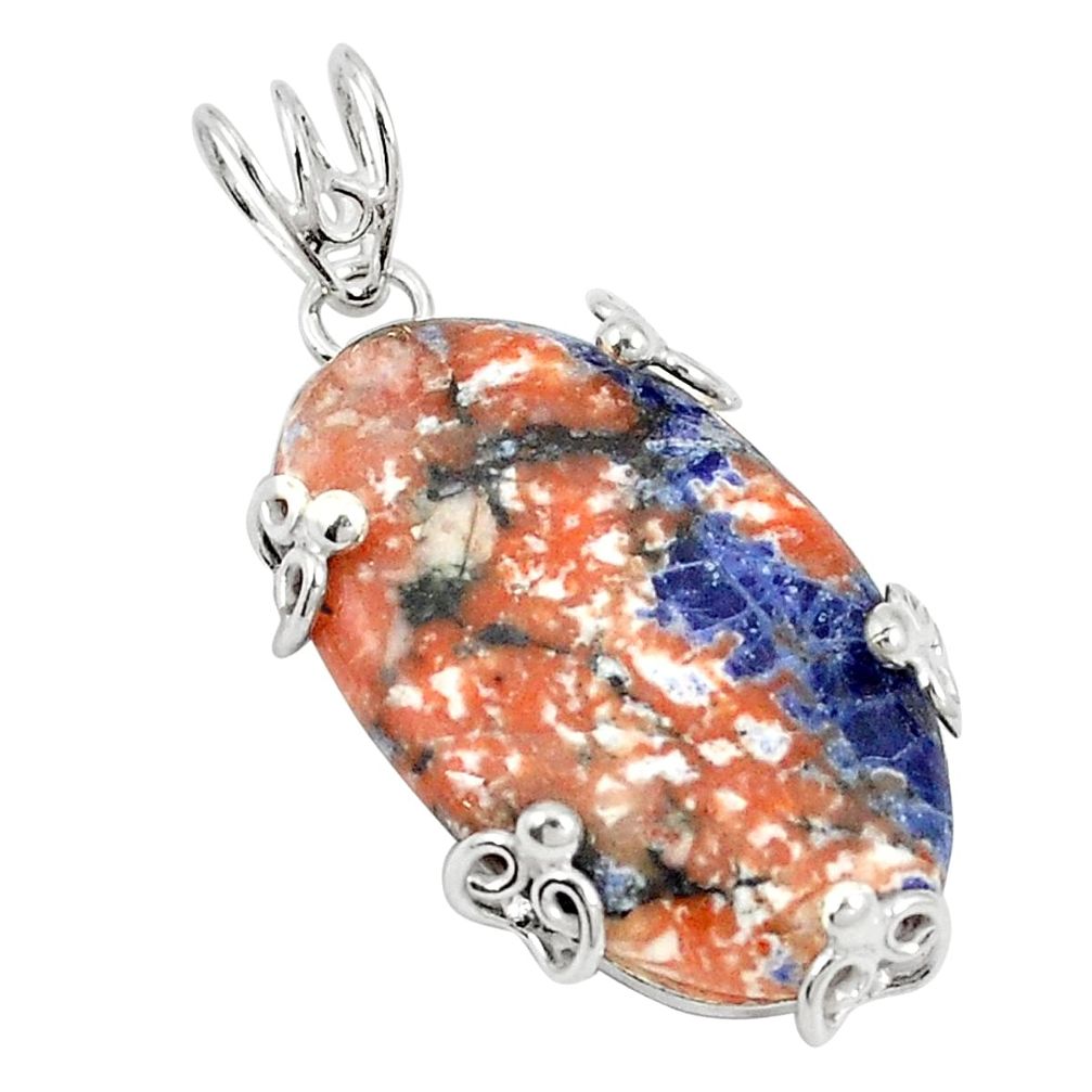 Natural orange sodalite 925 sterling silver pendant jewelry d21318