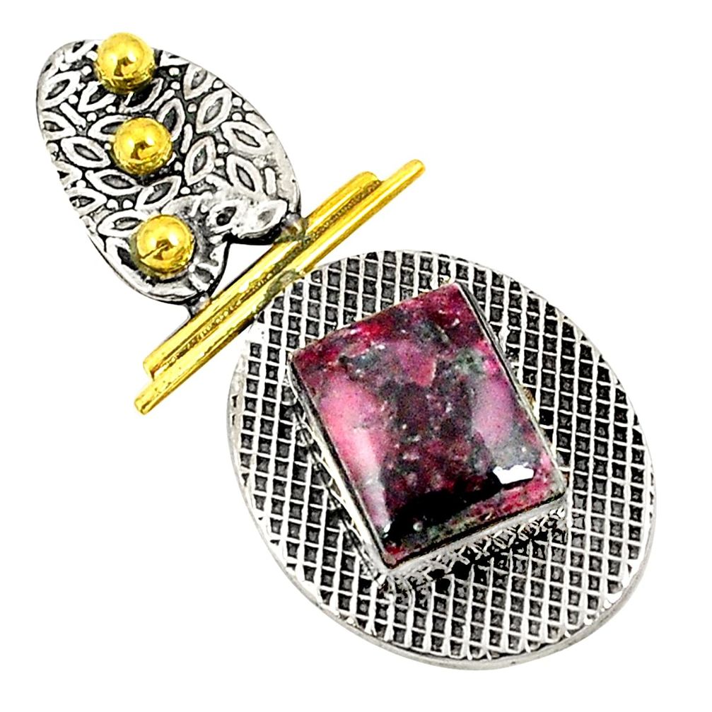 925 silver victorian natural pink eudialyte two tone pendant jewelry d21360