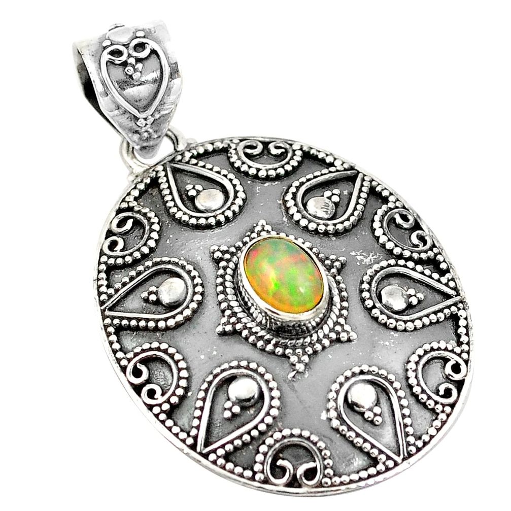 Natural multi color ethiopian opal 925 sterling silver pendant d21495