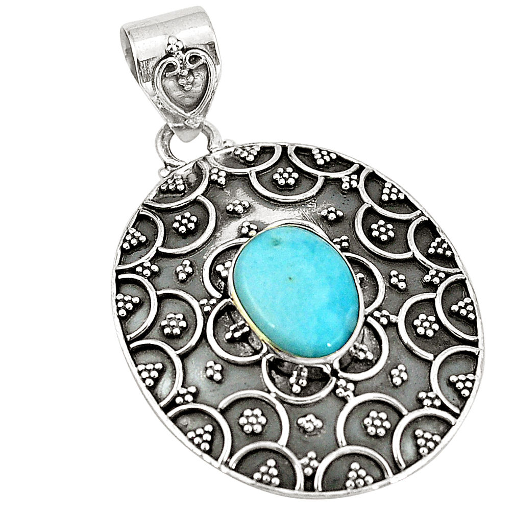 Natural blue larimar 925 sterling silver pendant jewelry d21516
