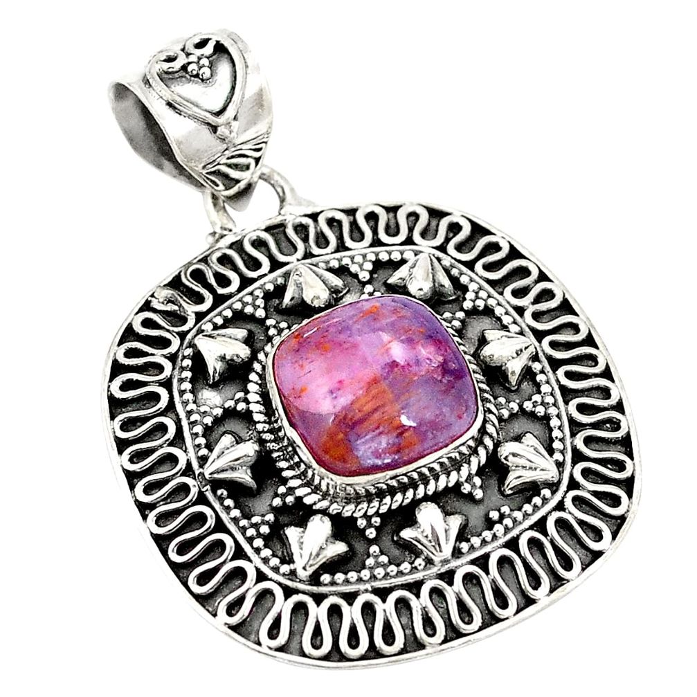 Natural purple cacoxenite super seven (melody stone) 925 silver pendant d21548