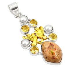 lor mexican fire opal yellow citrine 925 silver pendant d21552