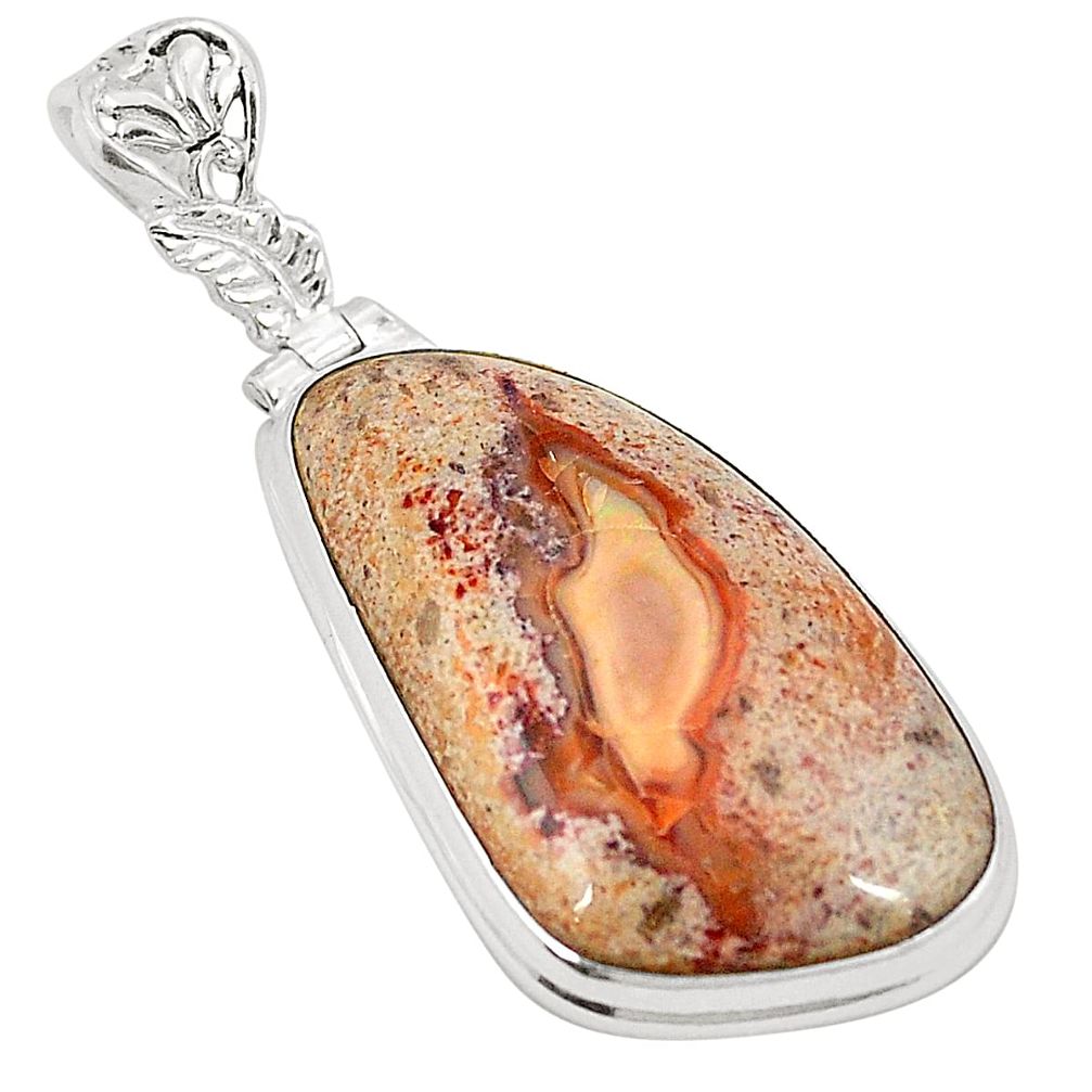 Natural multi color mexican fire opal 925 sterling silver pendant d21592