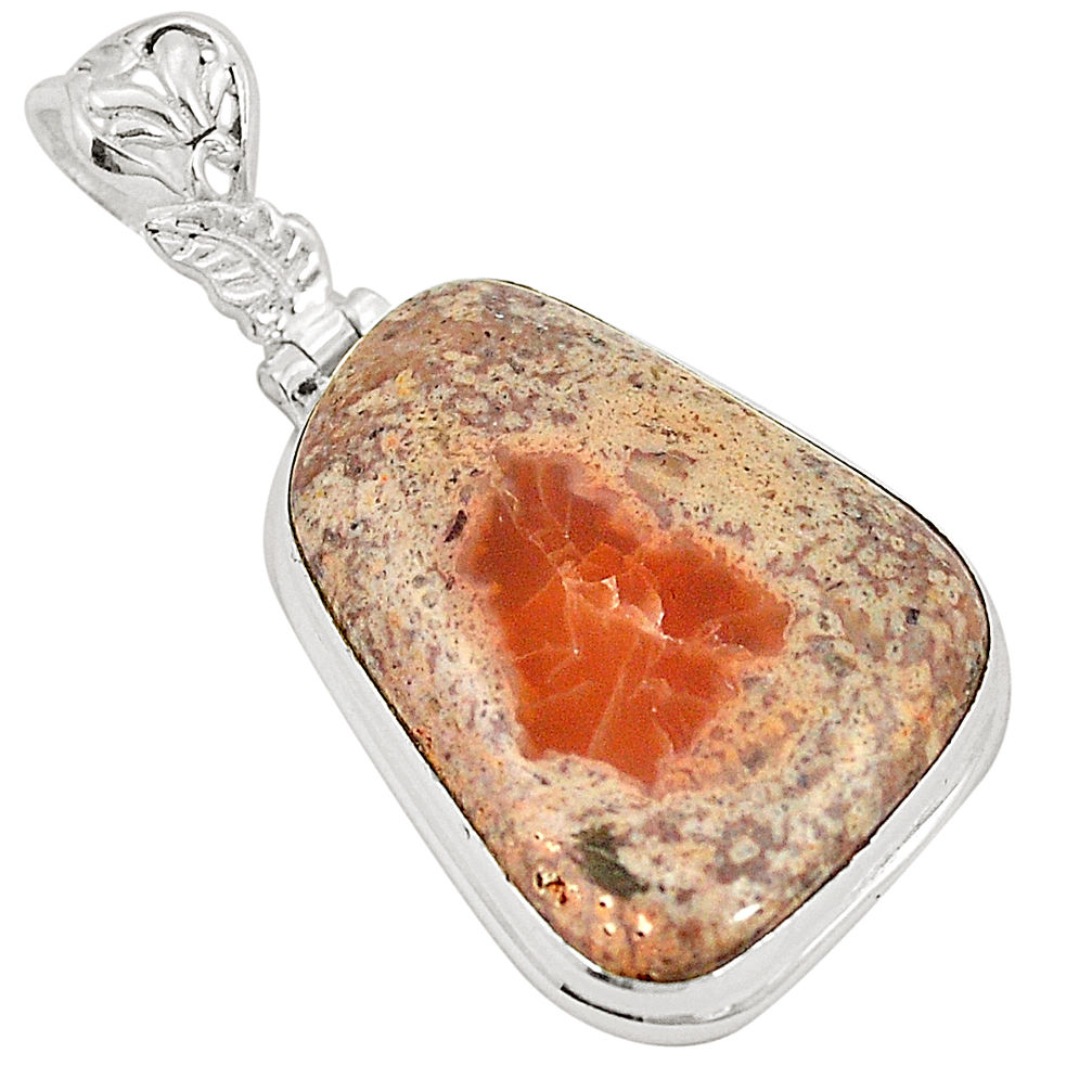 Natural multi color mexican fire opal 925 sterling silver pendant d21593