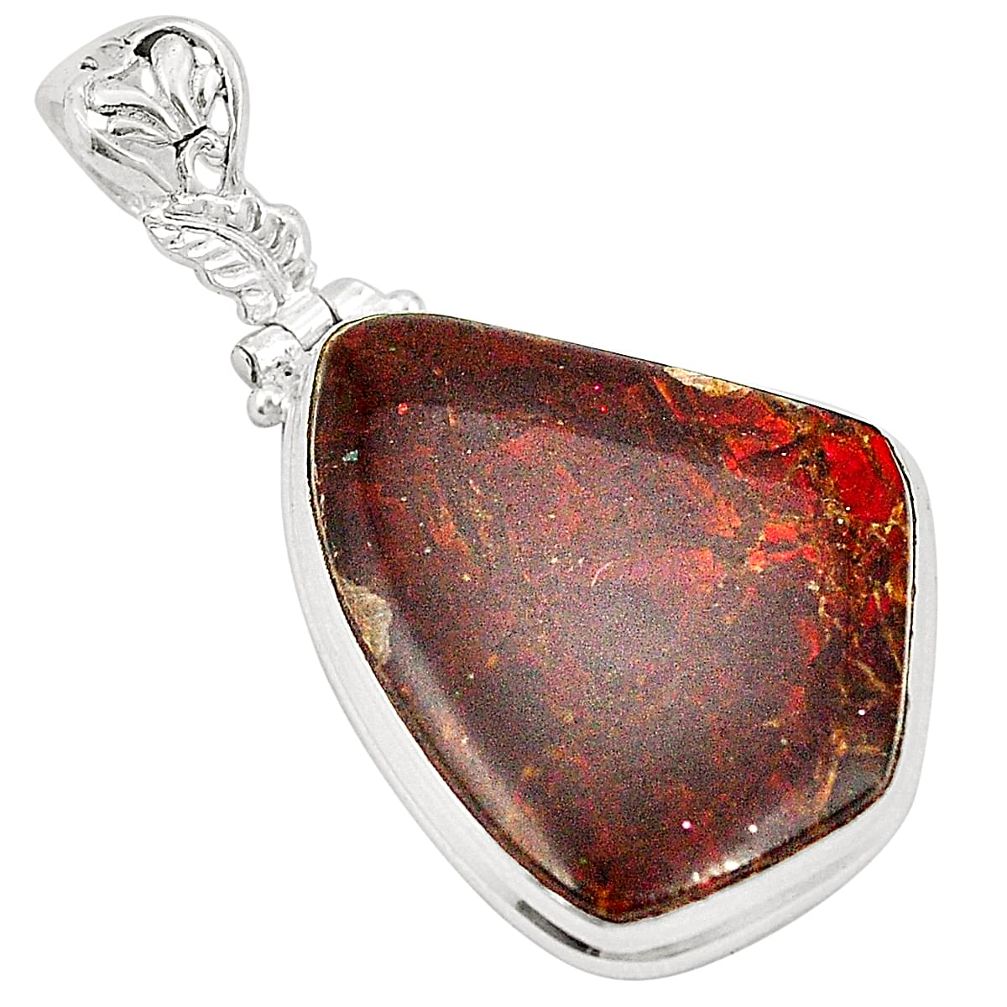 Natural multi color ammolite (canadian) 925 silver pendant jewelry d21600