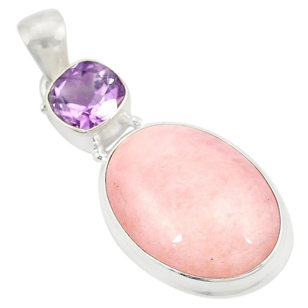 Natural pink morganite amethyst 925 sterling silver pendant jewelry d21641