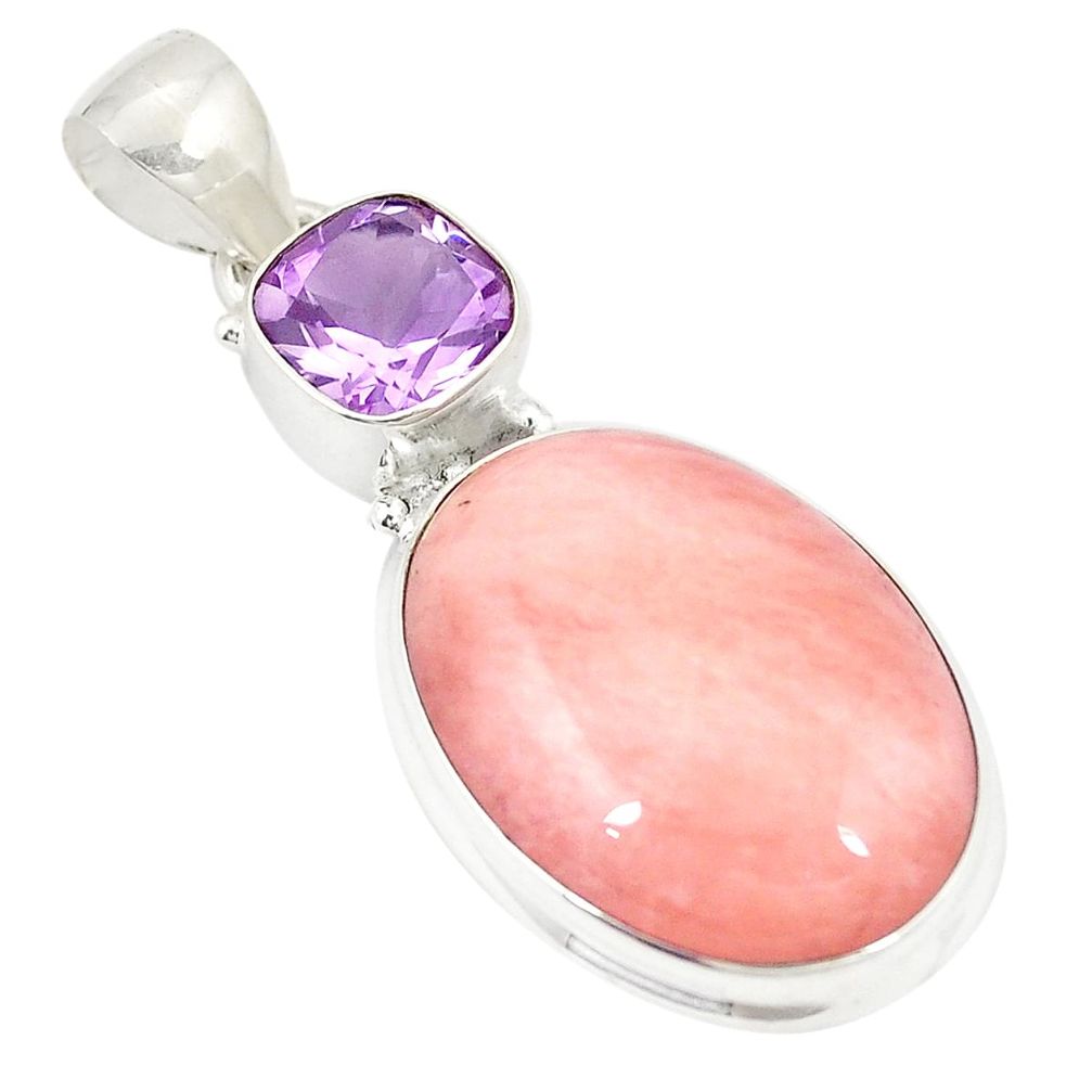 Natural pink morganite amethyst 925 sterling silver pendant jewelry d21643