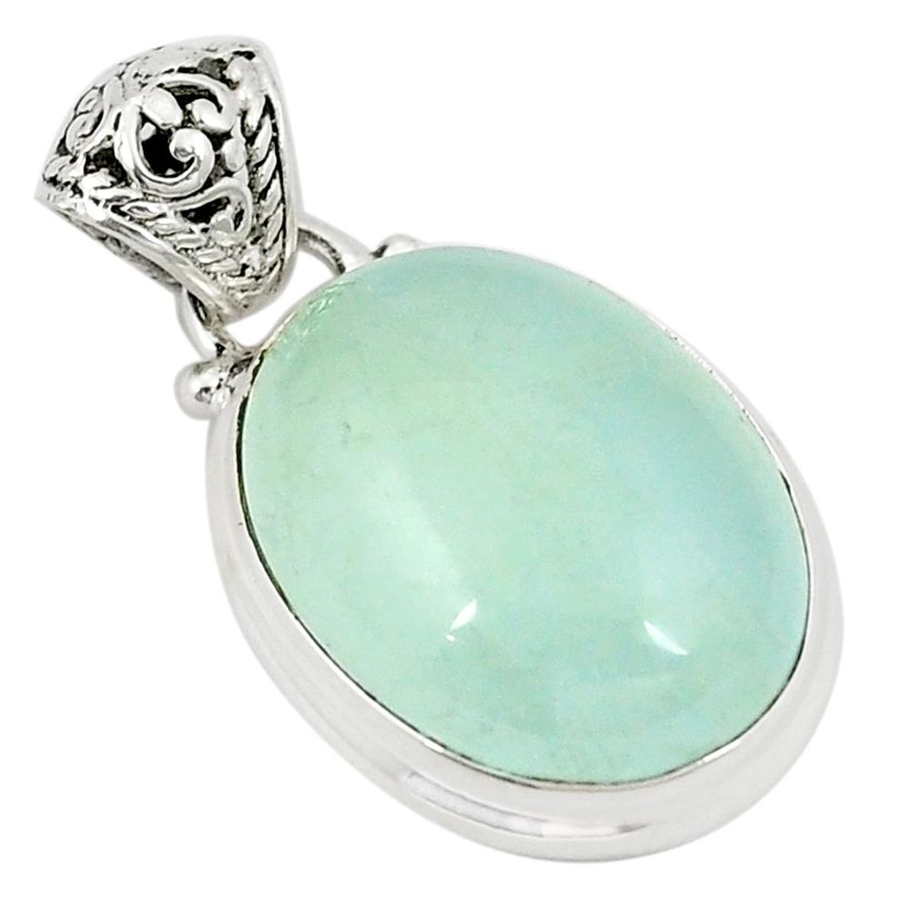 925 sterling silver natural blue aquamarine oval pendant jewelry d21655
