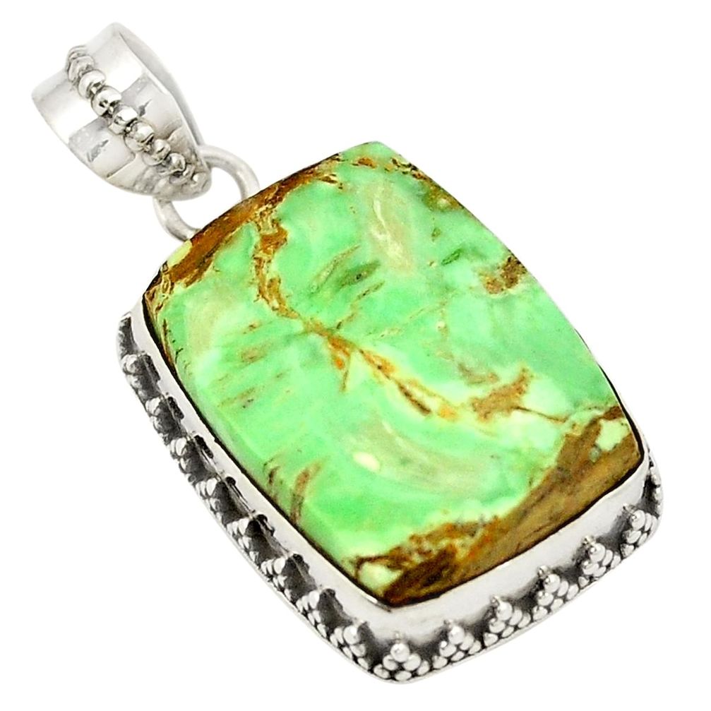 Natural green variscite octagan 925 sterling silver pendant jewelry d21726