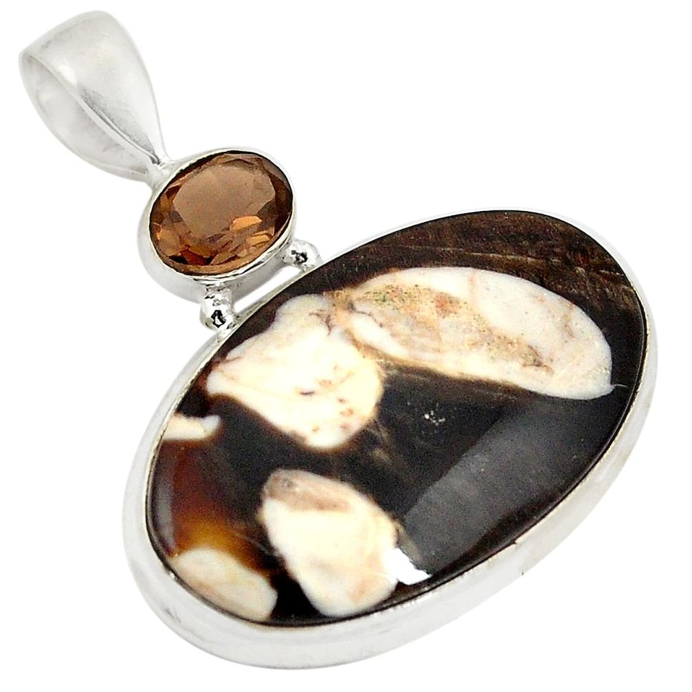 925 silver natural brown peanut petrified wood fossil pendant jewelry d21815