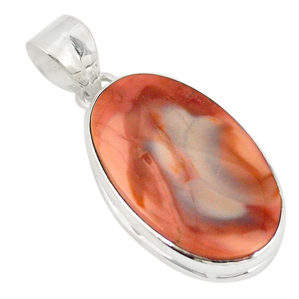 Natural brown imperial jasper 925 sterling silver pendant jewelry d21946