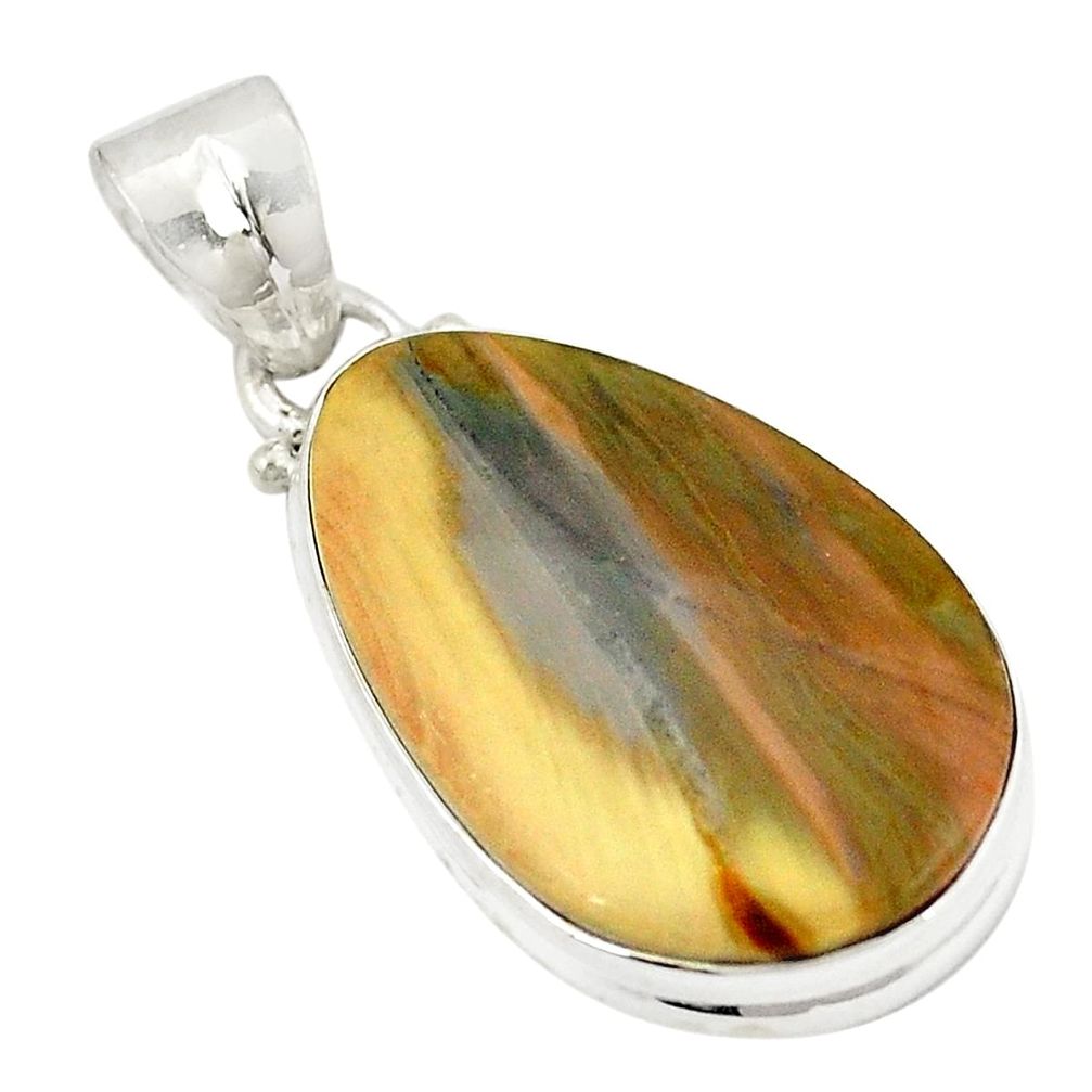 Natural brown imperial jasper 925 sterling silver pendant jewelry d21955