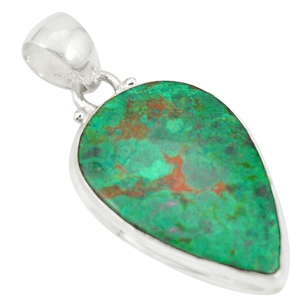 Natural green chrysocolla 925 sterling silver pendant jewelry d21965