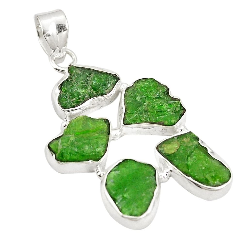 Green chrome diopside rough 925 sterling silver pendant jewelry d22359