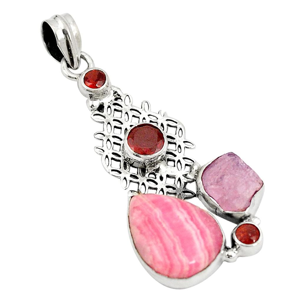 dochrosite inca rose 925 silver two tone pendant d22379