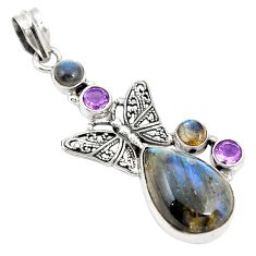 925 silver natural blue labradorite amethyst butterfly pendant jewelry d22429