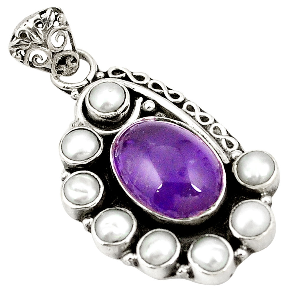 methyst white pearl 925 sterling silver pendant d22547