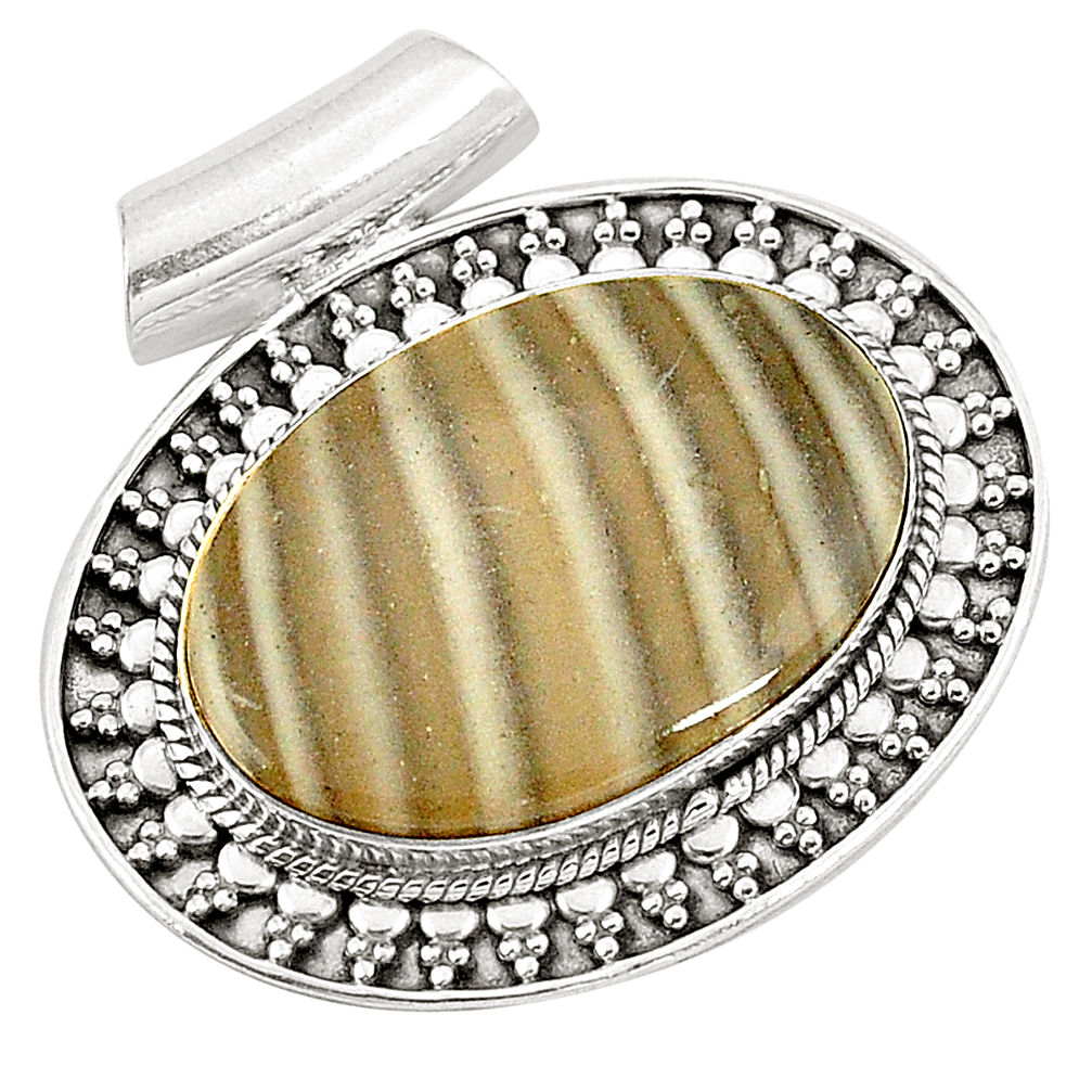 riped flint ohio oval 925 sterling silver pendant d22640