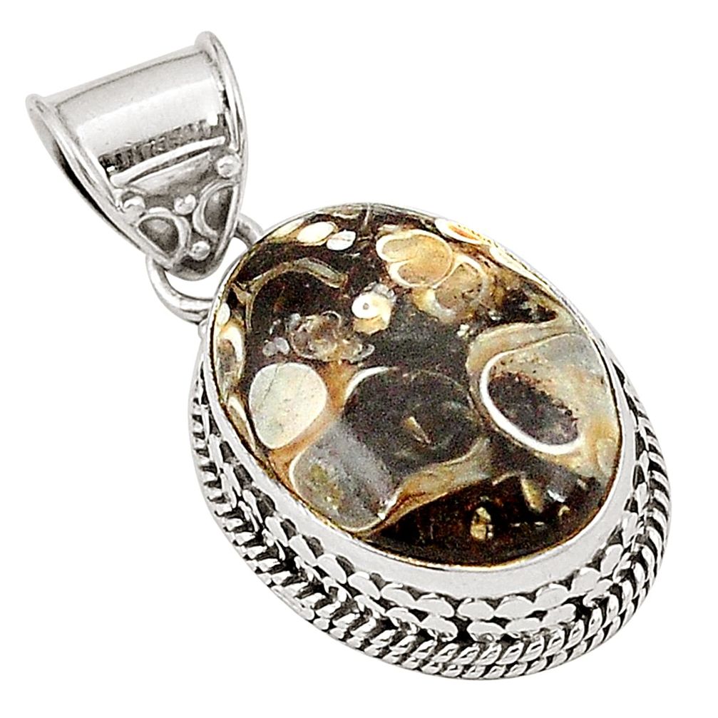 rritella fossil snail agate 925 silver pendant d22656