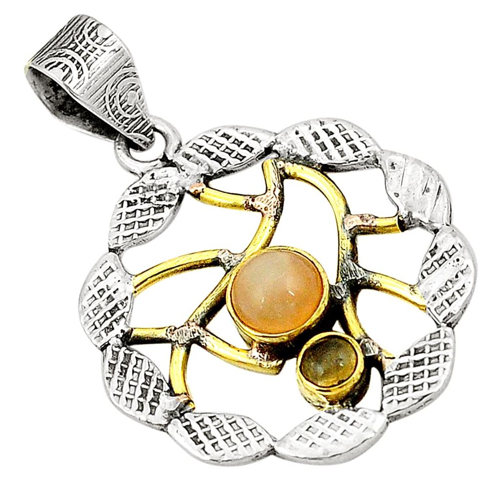 oonstone smoky topaz 925 silver two tone pendant d22677