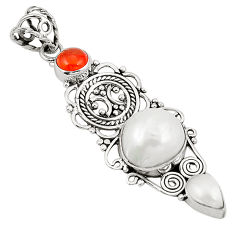 Natural white pearl cornelian (carnelian) 925 silver pendant jewelry d22700