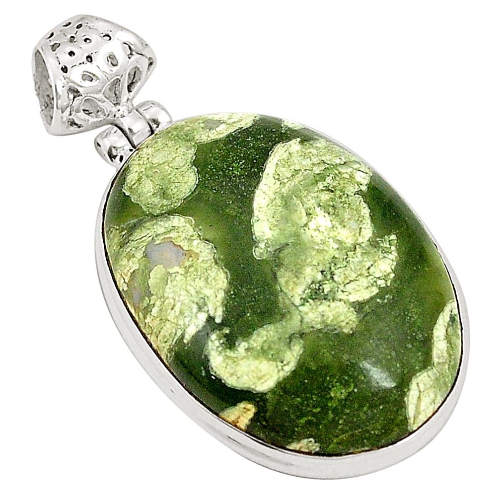 925 silver natural green rainforest rhyolite jasper pendant jewelry d22730