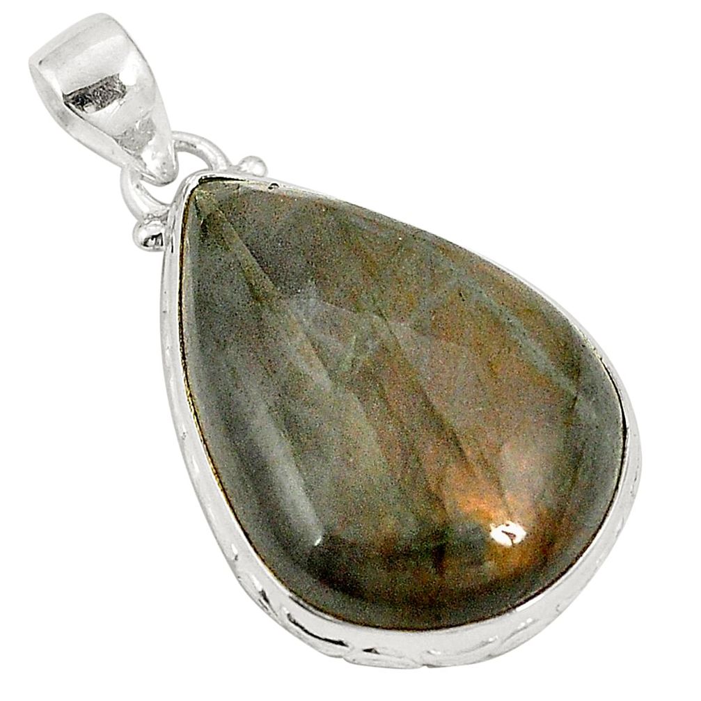 Natural blue labradorite 925 sterling silver pendant jewelry d22737