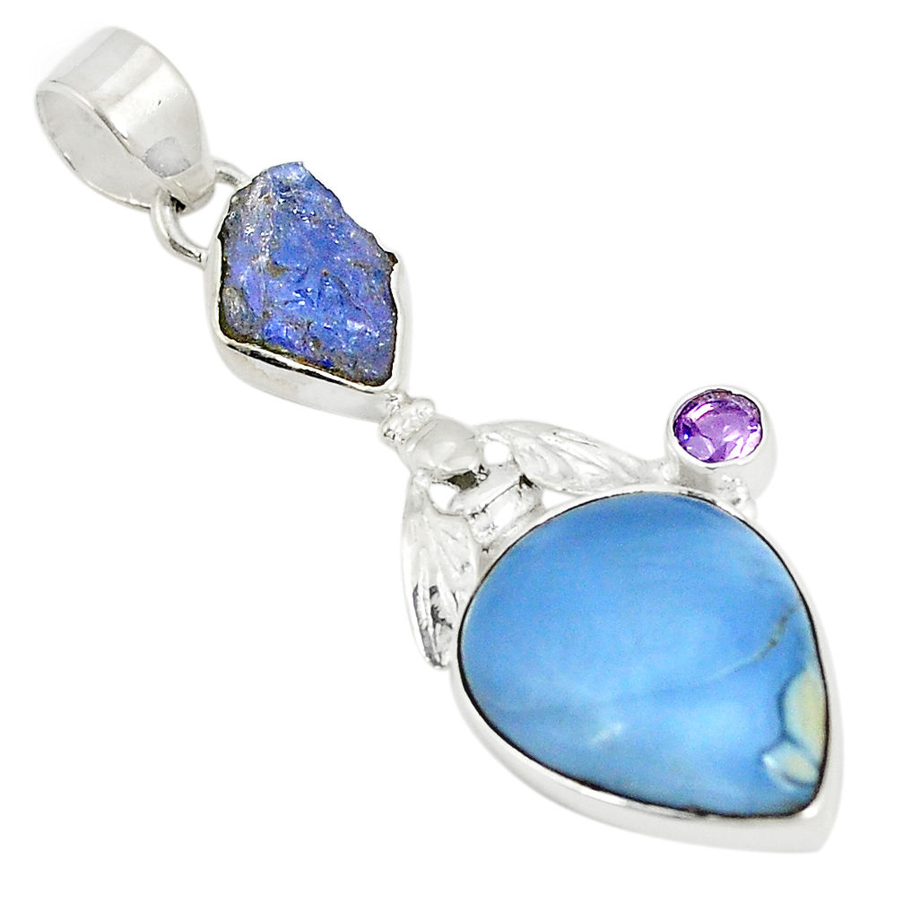 Natural blue owyhee opal 925 silver honey bee pendant jewelry d22977