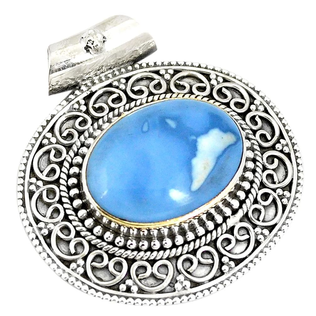 Natural blue owyhee opal 925 sterling silver pendant jewelry d22998