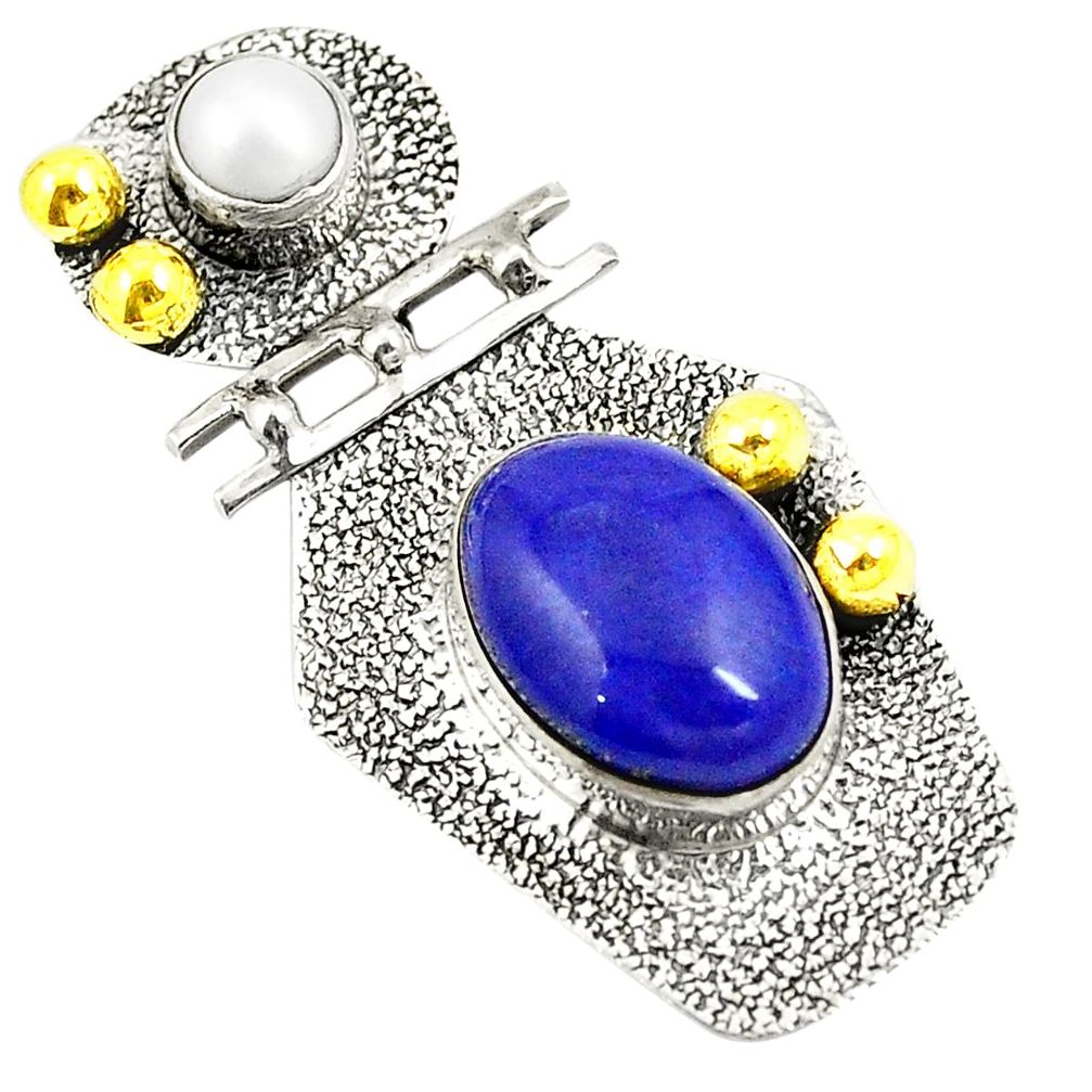 l blue lapis lazuli 925 silver two tone pendant jewelry d24083
