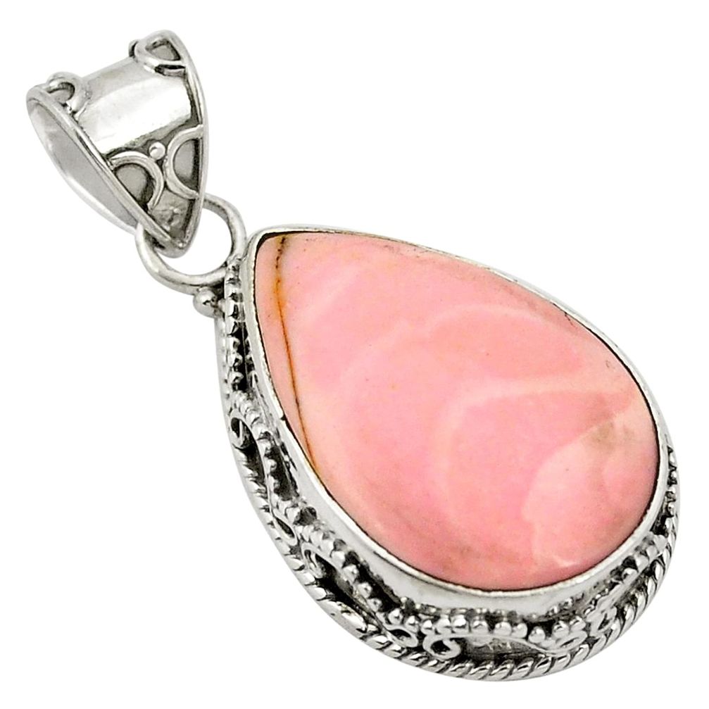 Natural pink opal pear 925 sterling silver pendant jewelry d24145