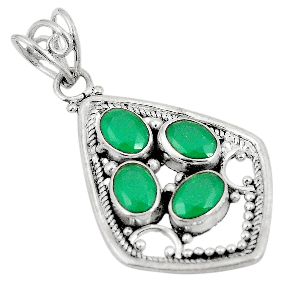 Green emerald quartz 925 sterling silver pendant jewelry d24265