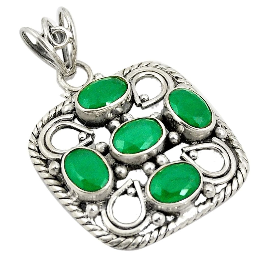 Green emerald quartz 925 sterling silver pendant jewelry d24319