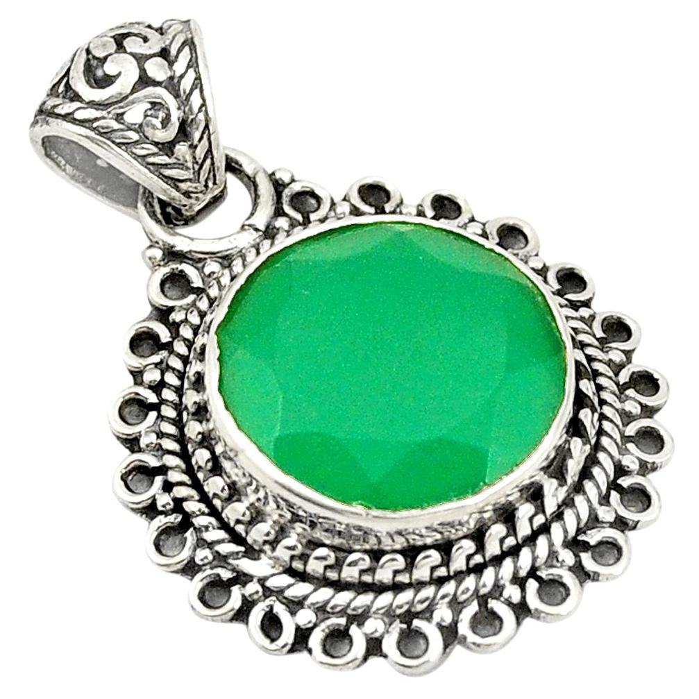 ver natural green chalcedony round pendant jewelry d24344