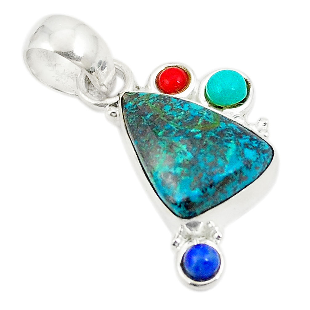 925 sterling silver natural blue chrysocolla turquoise pendant jewelry d24356