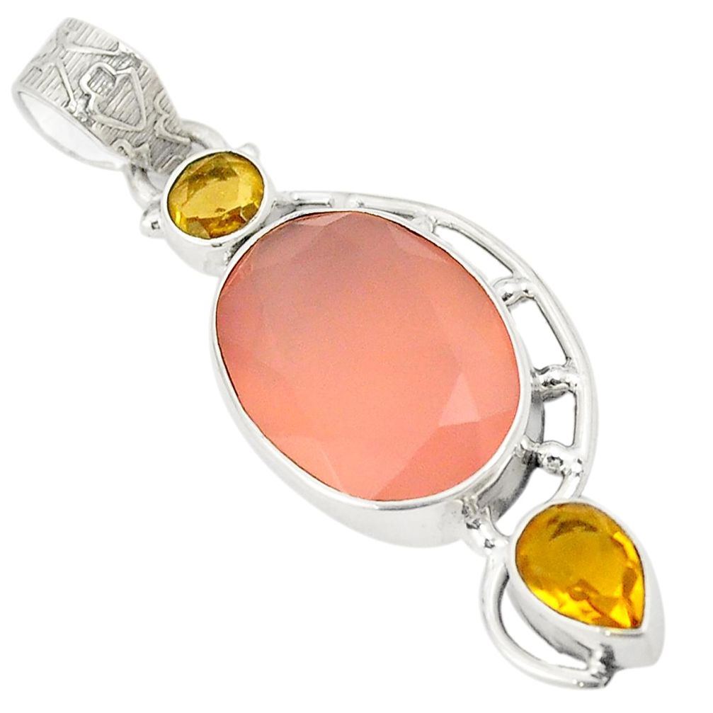 e quartz yellow citrine 925 sterling silver pendant d24388